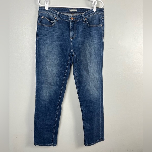 Eileen Fisher Mid Rise Straight Leg Jeans Size 8 Stretch Medium Wash - Picture 1 of 5